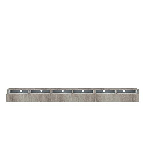 Selsey REDNAW - Modern TV Stand/TV Cabinet with 3 Drawers / 300 cm/Concrete Grey/LED lighting