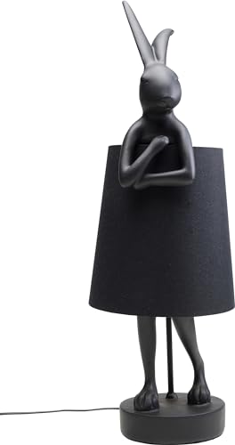 KARE Design Table Lamp Animal Rabbit, Matt Black, Shade Linen, Bar Steel, Bedside Lamp, Elegant Lighting, Room Decor, Bedroom, Living Room, Bulb not Included, 68 x 23 x 26 cm (H/W/D)
