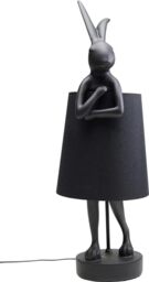 KARE Design Table Lamp Animal Rabbit, Matt Black, Shade Linen, Bar Steel, Bedside Lamp, Elegant Lighting, Room Decor, Bedroom, Living Room, Bulb not Included, 68 x 23 x 26 cm (H/W/D)