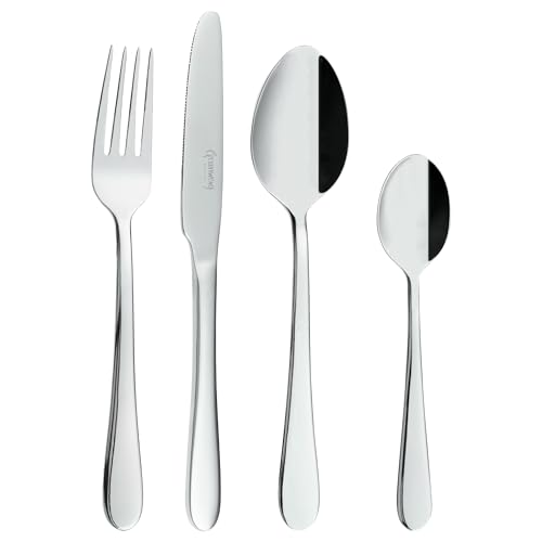 Grunwerg Windsor 24-Piece Boxed Mirror Cutlery Set 24BXWDR, 18/0 Stainless Steel, Silver