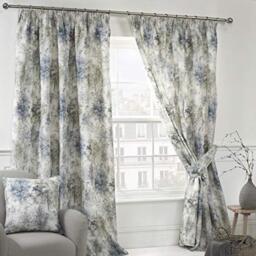 "Sundour Woodland Floral Fully Lined Tape Top Curtains-Blue Multi (46"" Wide x 90"" Drop), 46x90, 124021622"