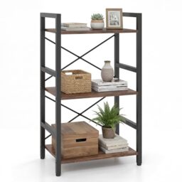 CASART 3/5-Tier Bookcase (Rustic Brown, 42 x 28 x 71cm)