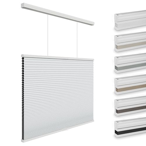 Changshade Blackout Cellular Shades Cordless, Top Down Bottom Up Blinds for Windows, 1.5 Inch Single Cell Pleated Honeycomb Window Shades for Bedroom, Child Room, 19 Inches Width x 36 Height, White