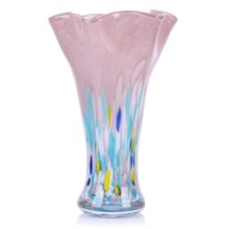 "9.0"" H Blush Glass Vases for Flowers, Unique Hand Blown Glass Vase Blush Home Decor, Wide Mouth Colorful Flower Vase Centerpieces, for Living Room Table Bookshelf, Bathroom Office Shelf Decorative"