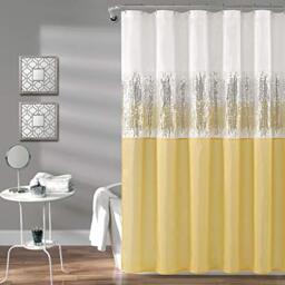 "Lush Decor Night Sky Shower Curtain, 72"" x 72"", White & Yellow"