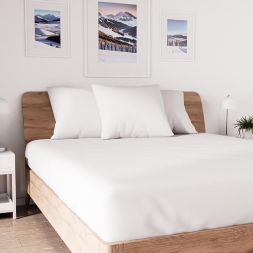 Soleil d'ocre, Jersey Fitted Sheet, Cotton, White, 140 x 190 cm