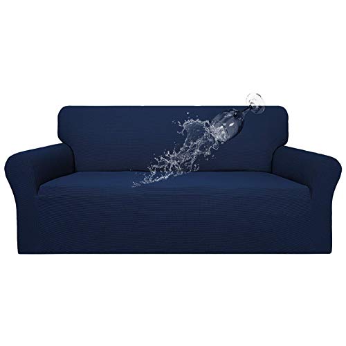 Easy-Going 100% Waterproof Couch Cover, Dual Waterproof Sofa Cover, Stretch Jacquard Sofa Slipcover, Leakproof Furniture Protector for Kids, Pets, Dog and Cat (Sofa, Navy)