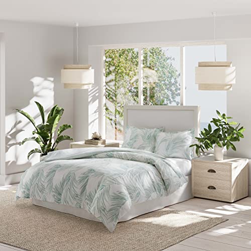 Tommy Bahama- King Duvet Cover Set, Reversible Cotton Bedding Set with Matching Shams, Tropical Home Décor (Canyon Palms Green, King)