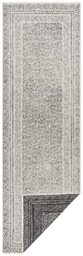 Hanse Home Flat Weave Reversible Rug Frame for Indoor and Outdoor Use (100% Polypropylene, UV and Weather Resistant, Suitable for Underfloor Heating), 80 x 250 cm, Black/Cream