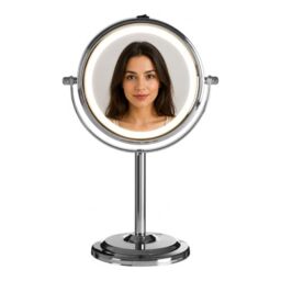 Premier Housewares Chrome Finish LED Table Mirror - 2X Magnification