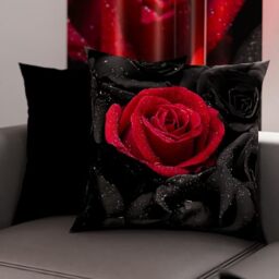 PETTI Artigiani Italiani - Pair of Pillow Cases 40 x 40 cm in Microfibre, Cushions for Bedroom Furniture, Sofa, Living Room, Set of 2 Cushion Covers, Black Roses Pillowcase, 100% Made in Italy