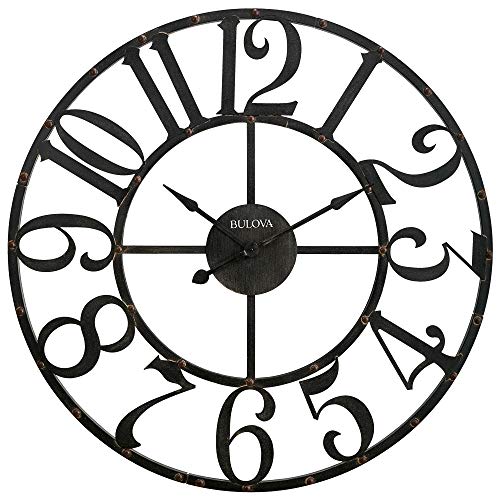 Bulova Corp Gabriel Wall Clock, Rustic Brown