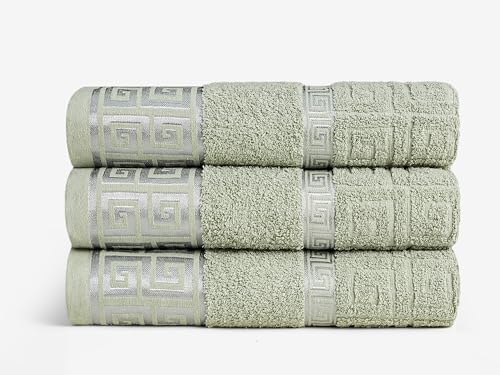 GC GAVENO CAVAILIA Towels Bath Sheets 3-Pack - Bath Sheets Extra Large Super Soft Egyptian Cotton Towels - Hotel Quality Quick Dry & Highly Water Absorbent Towel Set Bath Sheet 90x150 Cm, Sage Green