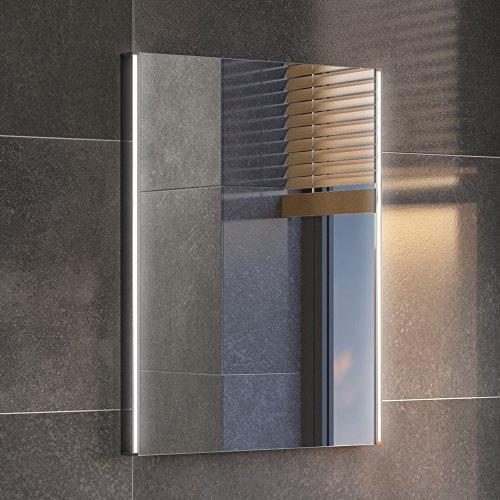 iBathUK Nebula LED Bathroom Mirror Rectangular Illuminated Mirror with Motion Sensor and Demister Modern Frameless Straight Edge Lighted Wall Mounted Design for Bathrooms 450x600mm