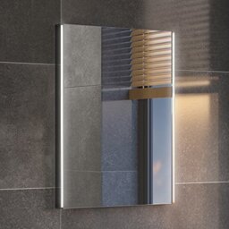 iBathUK Nebula LED Bathroom Mirror Rectangular Illuminated Mirror with Motion Sensor and Demister Modern Frameless Straight Edge Lighted Wall Mounted Design for Bathrooms 450x600mm