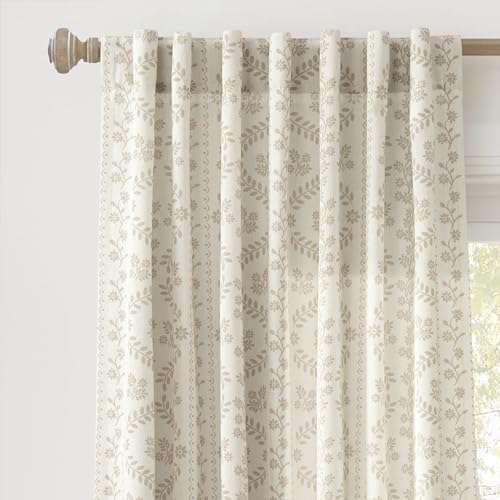 "Lush Decor Doreen Delicate Floral Window Curtain Panel Pair, 52"" W x 84"" L, Neutral"