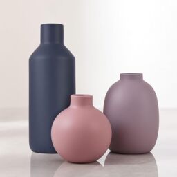Neutral Home Decor: Modern Rustic Small Vases for Shelves & Centerpieces - Pampas Grass Vase in Purple Gray Blue Pottery