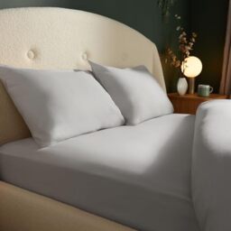 Silentnight Brushed Cotton Fitted Sheet - Soft Velvety Touch 100% Cotton - Cosy Warmth Feel - Breathable Brushed Hypoallergenic Fitted Sheet with Elasticated Corners, Silver, Double