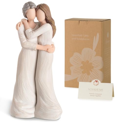 Storieme Sentimental Mother Daughter Hug Figurine Gifts for Mom Birthday - Hand-Painted Resin in Gift-Ready Box, Ideal for Mother???s Day, Christmas. A Heartwarming Decor for Shelf, Mantel or Tabletop