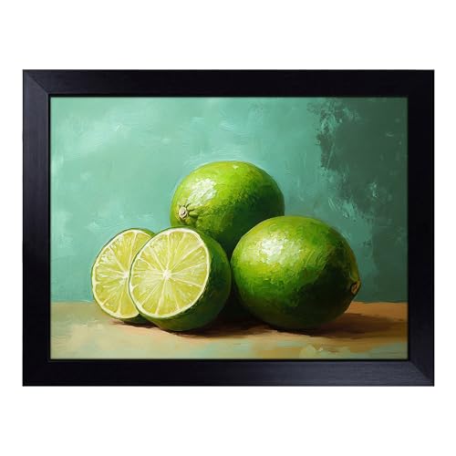 Lap Tray with Bean Bag Cushion, Lime Fruit - Handmade in the UK, Raised Wooden Edge, Padded Cushion, Heat-Resistant Wipe-Clean Surface, for Meals, Laptops and Crafts