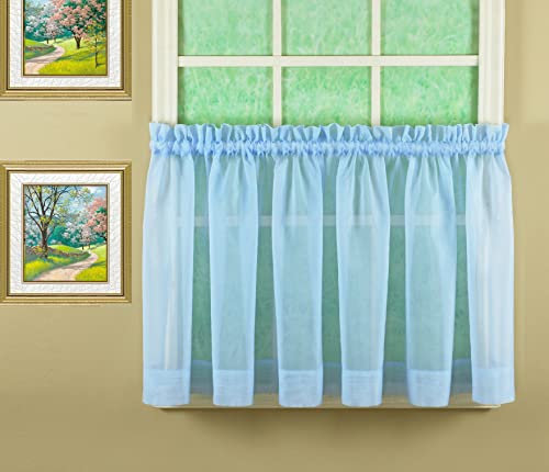 "Today's Curtain Emelia Original Voile Tier Pair 24"", Sky Blue, 60"" W x 24"" L"