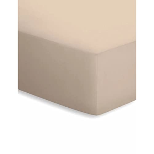 Bassetti Fitted Sheet for Box Spring Topper Plain Colour Cream 40/755 Size 90 x 190 100 x 220 cm