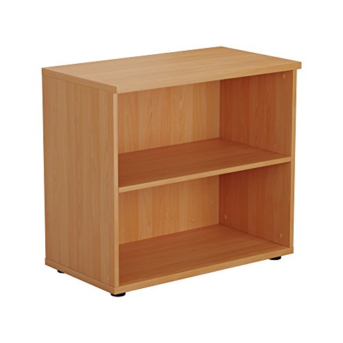 Office Hippo Heavy Duty Bookcase, Robust Book Case, Storage Unit with 1 Adjustable Shelf & Adjustable Feet, Stable Home Office Furniture, Simple To Assemble - Beech