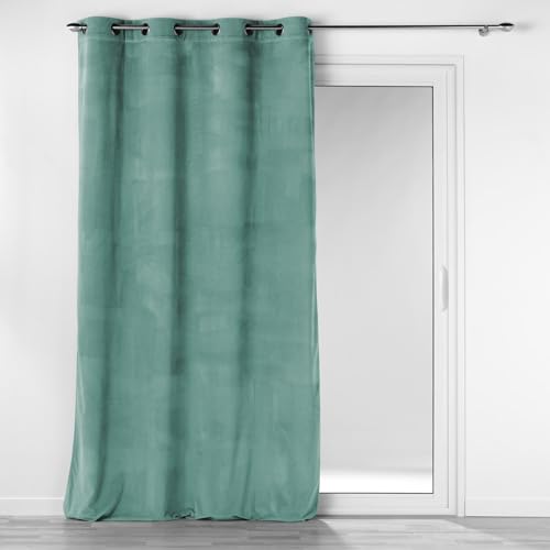 Douceur d'Intérieur Curtain, Polyester, Green, 140 x 260 cm