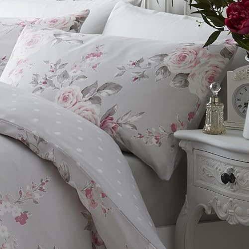 Canterbury Grey Duvet Cover 135 x 200 + 80 x 80 + 2 Pillowcases Neutral 50 x 70 cm