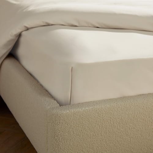 Silentnight Brushed Cotton Bed Linen - Soft Velvety Touch 100 Percent Cotton - Cosy Warmth Feel for Colder Nights - Breathable Lightly Brushed Hypoallergenic (Almond, Double, Fitted Sheet)