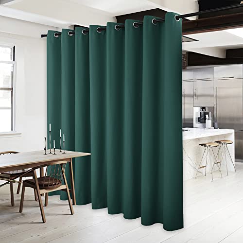 NICETOWN Patio Glass Door Panel - (120 inches Wide x 84 inches Long, Hunter Green, 1 Panel) Blackout Curtain for Bedroom/Living Room, Privacy Panel Drape for Dining Room and Guest Room