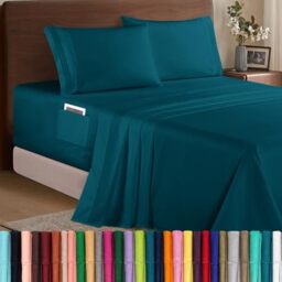 Elegant Comfort Luxury 1500 Premium Hotel Quality Microfiber 4-Piece Sheet Set - Soft, All Around Elastic 18-24 Inches Deep Fitted Sheet - Extra Deep Pocket Sheets, California King, Marine Teal