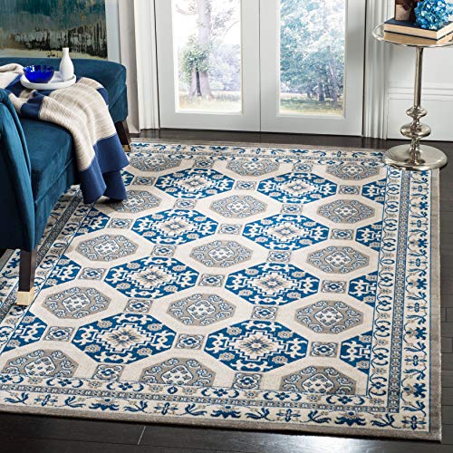 Safavieh Traditional Indoor Woven Rectangle Area Rug, Patina Collection, PTN320, in Blue / Ivory, 91 X 152 cm for Living Room, Bedroom or Any Indoor Space