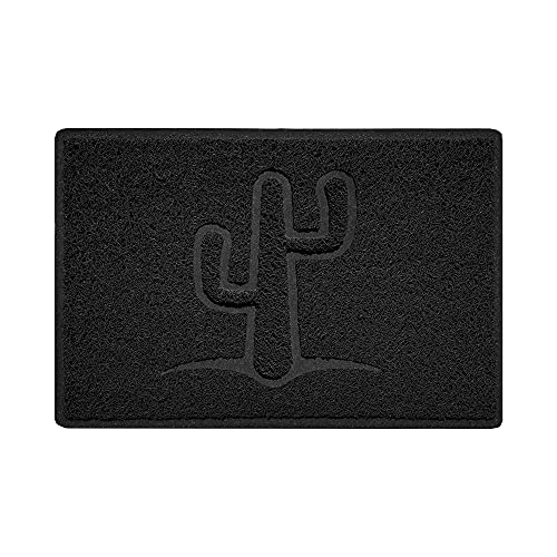 Nicoman Cactus Embossed Shape Door Mat Dirt-Trapper Jet-Washable Doormat-(Use Indoor or Sheltered Outdoor)- (60x40cm/23.6x15.7inches, Small) Black