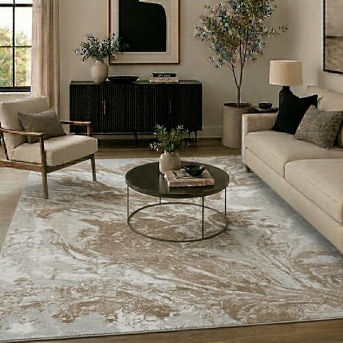 Serdim Rugs Serenity Metallic Two-Tone Indoor Area Rug - Contemporary Abstract Design - Marble Stone- 120x170 cm