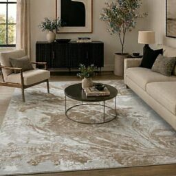 Serdim Rugs Serenity Metallic Two-Tone Indoor Area Rug - Contemporary Abstract Design - Marble Stone- 120x170 cm