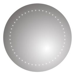 iBathUK Luna Wall Mounted Round LED Illuminated Bathroom Mirror, Battery Powered Vanity Mirror with Lights 6500K, Modern Frameless Design in Copper Free Silver Finish, 500 x 500 mm