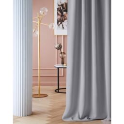 ROOM99 Laurel Curtain with Eyelets, 140 x 280 cm, Width x Height Blackout Opaque Sliding Curtains, Living Room, Bedroom, Light Grey, Pack of 1