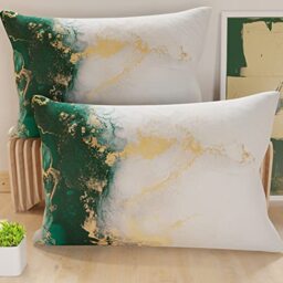 PETTI Artigiani Italiani - Pair of Pillow Cases 50 x 70 cm in Microfibre, Cushions for Bedroom Furniture, Sofa, Living Room, Set of 2 Cushion Covers, Emerald Marble Pillowcase, 100% Made in Italy