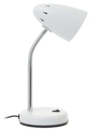 Premier Housewares Matte White Desk Lamp- Adjustable Gooseneck Bedroom Lamp-Large Table Lamps for Living Room-Bedside Table Lamp for Reading & Writing-Lamps for Bedroom