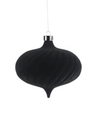 Black Spiral Velvet Christmas Bauble 15 cm, Extra Large Tree Ornament