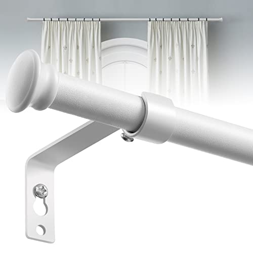 White Curtain Rods for Windows 28 to 50 Inch - 5/8??? Heavy Duty Curtain Rods Set,Decorative Cafe Drapery Rods with Brackets - Matte Rustic