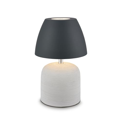 BRILONER - Rechargeable LED Table lamp IP44 with Touch, dimmable, Ceramic Base, Battery lamp, Bedside, no Cord, Outdoor use, 13,5x22 cm, Grey-Anthracite