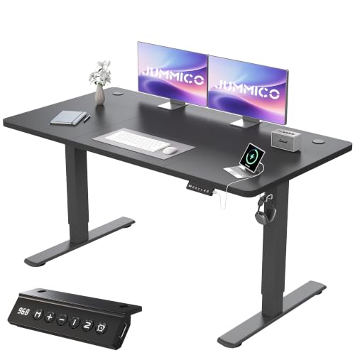 JUMMICO Electric Desk Standing Desk Height Adjustable Desk 140x60cm Black