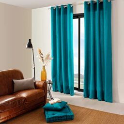 ED ENJOY HOME - Cotton Curtain - 135 x 240 cm - Duck Egg Blue - Panama Collection - Ready to Hang - Washable at 30° - For All Rooms - Home Textiles - Cushion