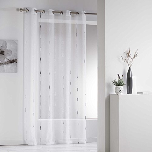 Douceur d'Intérieur, Grey Chenille Eyelet Curtain 140 x 280 cm