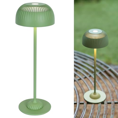 LuminexDesigns Cordless Rechargeable Table Lamp with Full Aluminium Body, Modern 5200mAh Battery Mushroom Touch Bedside Lamp with 3 Colour Modes, IP54 Perfect for Living Room Bedroom & Home Décor