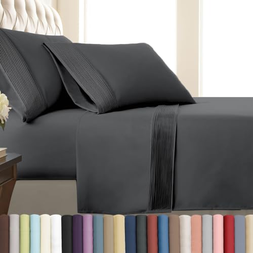 "Southshore Fine Living, Inc. Deep Pocket California King Sheet Set with 21"" Deep King Fitted Sheet, King Size Pillow Cases Set of 2 - Hotel Luxury Quality - Easy Care Microfiber Sheets - Slate"
