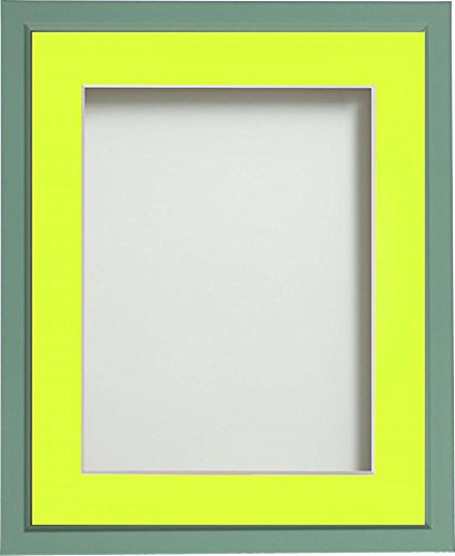 Frame Company Drayton Range 12x10-inch Green Picture Photo Frame with Lemon Bon Mount For Image Size 6x4-inch