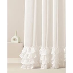 ROOM99 Flavia Eyelet Curtain 140 x 250 cm Width x Height Living Room Transparent Modern Curtain Scarf Living Room Bedroom Cream 1 Piece